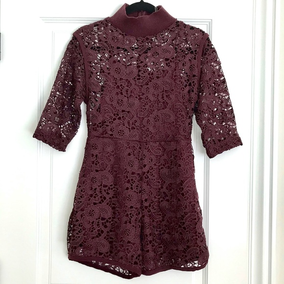 NWT Zara W&B Collection Burgundy Shorts Romper-S - Picture 2 of 5
